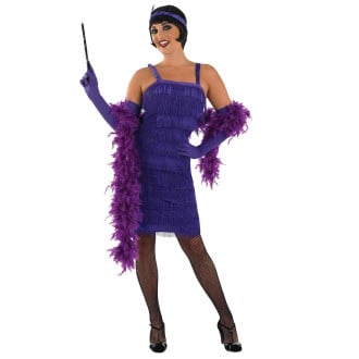 Lila 20er Jahre Flapper Kleid Kostüm für Frauen