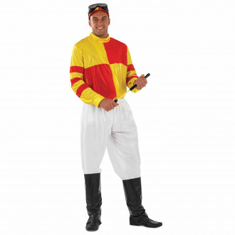 Rotes und Gelbes Jockey Kostüm für Männer