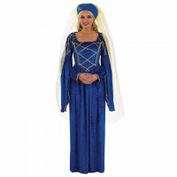 Blaues Tudor Königin Kostüm für Frauen
