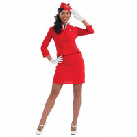 Rotes Flugbegleiter Kostüm für Frauen