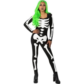Leuchtendes Skelett Body Kostüm für Frauen