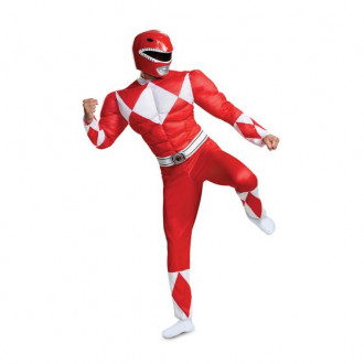 Rotes Power Rangers Kostüm mit Muskeln für Männer