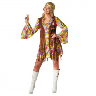 Gelbes Hippie Kostüm Kleid für Frauen