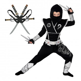 Silberner Drache Ninja Kostüm für Kinder