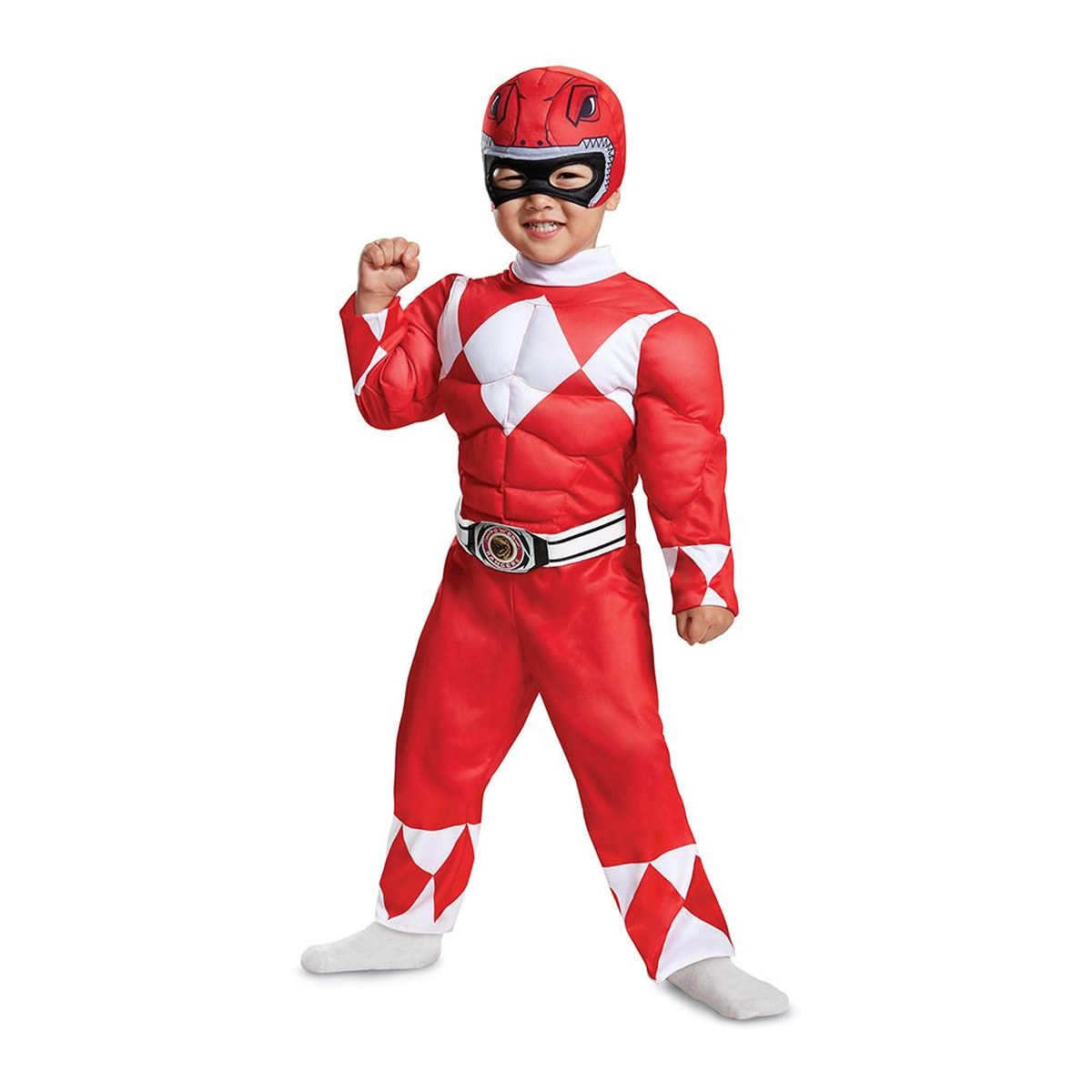 Rotes Power Rangers Kostüm mit Muskeln für Kleinkinder