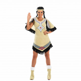 Beige Ureinwohner Amerikas Kostüm für Frauen