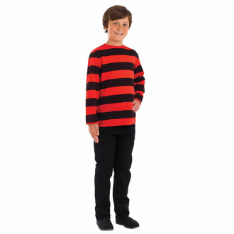 Schwarz-rot gestreifter Pullover Kostüm für Kinder