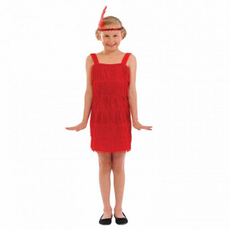 Rotes 20er Jahre Flapper Kleid Kostüm für Kinder