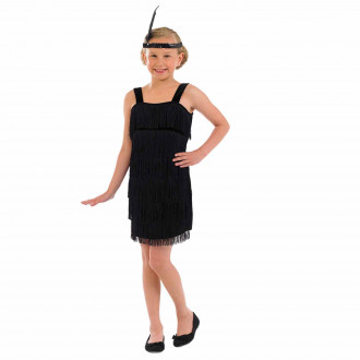 20er Schwarzes Flapper Kleid Kostüm für Kinder