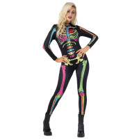 Buntes Skelett Body Kostüm für Frauen