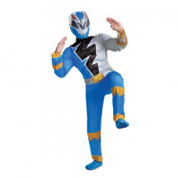 Power Rangers Blau Dino Fury Kostüm mit Muskeln für Kinder