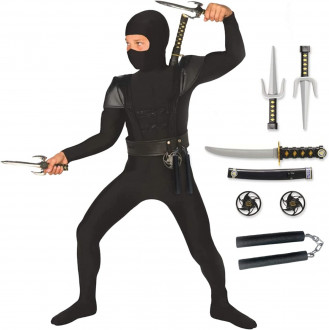 Schwarzer Ninja Kostüm für Kinder