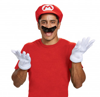Mario Roter Hut und Schnurrbart für Männer