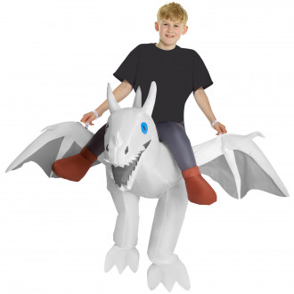 Weißes Aufblasbares Ride On Drachen Kostüm für Kinder