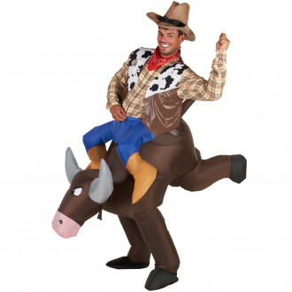 Aufblasbares Rodeo Bullenreiten Ride On Kostüm