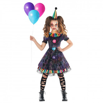 Gruseliges Regenbogenclown-Kostüm für Mädchen