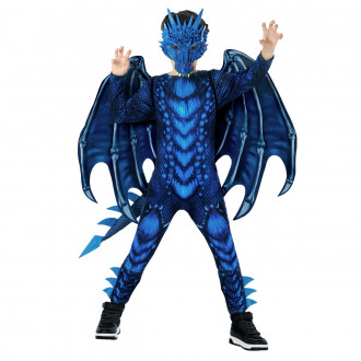 Blauer Drache Jumpsuit Kostüm für Kinder