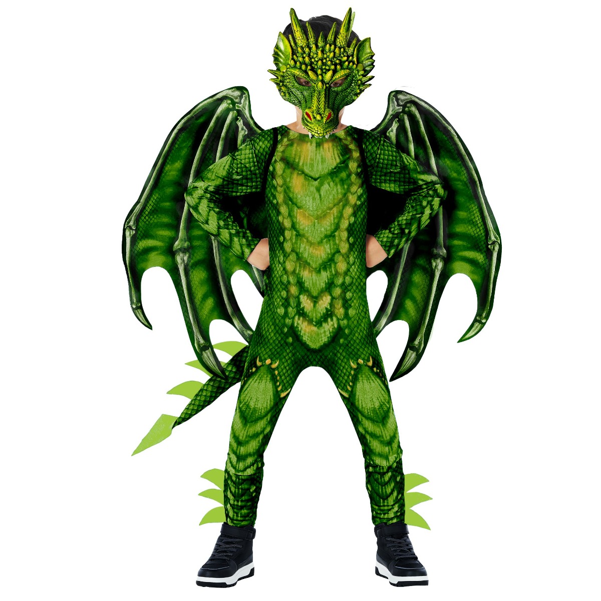 Grüner Drache Jumpsuit Kostüm für Kinder