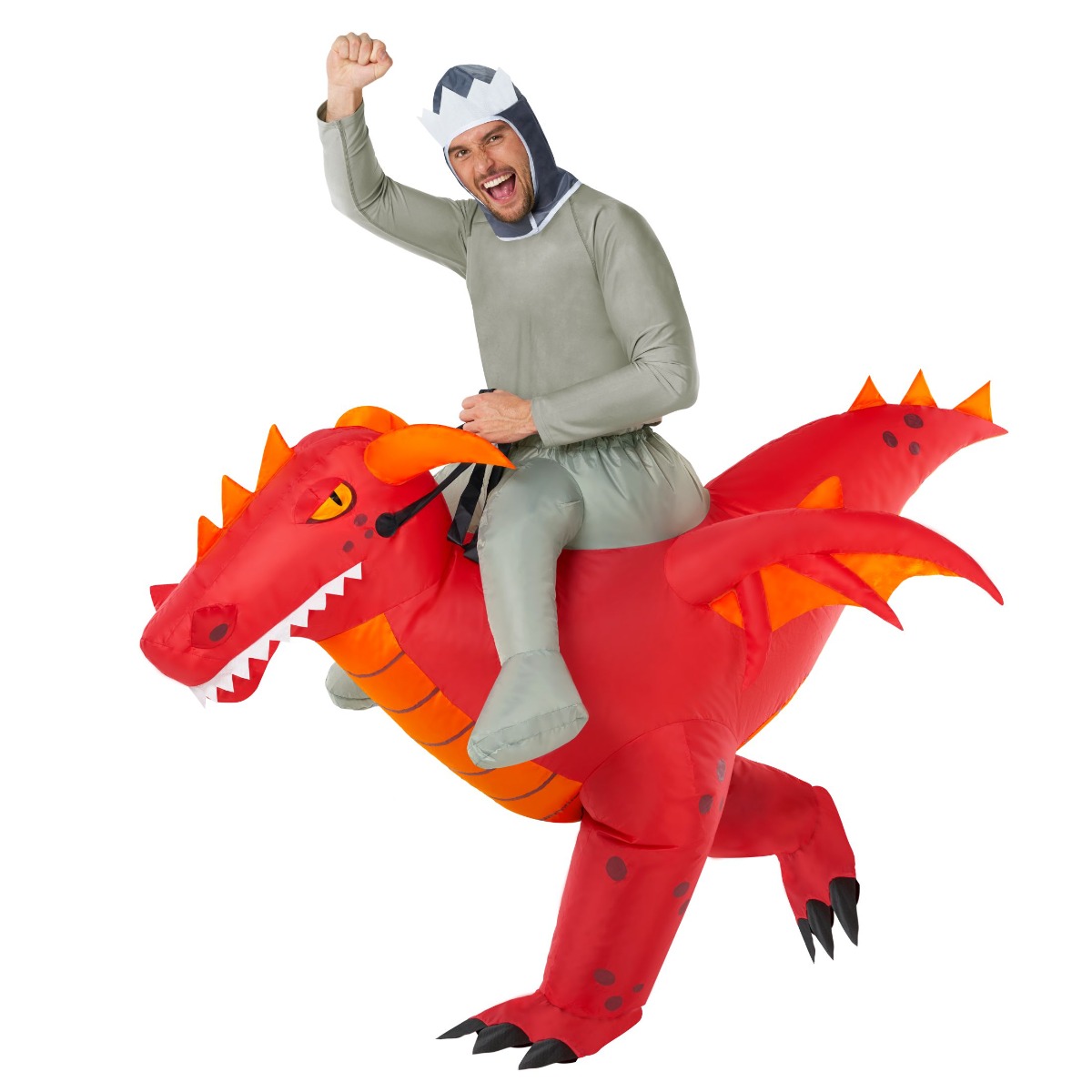 Aufblasbares Rotes Drachen Ride-On Kostüm für Herren