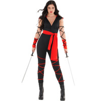 Rotes Ninja Overall Kostüm für Frauen