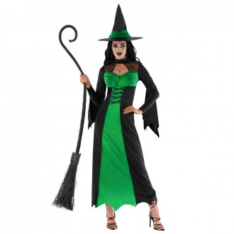 Böse Hexe Kostüm Grün für Frauen 