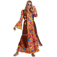 Langes 70er Hippie Kleid Kostüm für Frauen