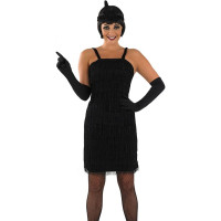 Schwarzes 20er Jahre Flapper Kleid Kostüm für Frauen