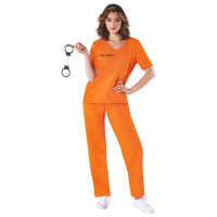 Orangenfarbiges Gefangene Kostüm für Frauen